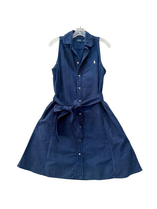 Polo Ralph Lauren Dresses & Skirts - Polo Ralph Lauren Women's Shirt Dress Sleeveless Oxford Belted Navy Blue Preppy